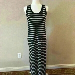 J crew Womens Size XS Black White striped maxi dress casual soft comfy Stretch